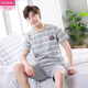 Coton pur modal Pyjamas mince d'été pour hommes porteurs de la maison plus taille des vêtements de maison à manches courtes et à manche de style coréen 9928 # (shorts à manches courtes) L [95jin [Jin est égal à 0,5 kg] -120jin [Jin est égal à 0,5 kg]]]