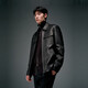 PeaceBird Men's Clothing [Jacket de cuero real] Chaqueta para hombres Top informal de invierno