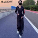 MAGIOPY国际奢侈高档品牌休闲运动套装女春季2025年新款时尚修身黑色外套 黑色两件套 S(100斤以内)