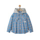 MiniPeace counter same style PEACEBIRD children's shirt spring and autumn plaid hooded long-sleeved jacket blue 120