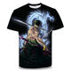 Jian Fei One Piece Kurzarm Sommer ein Stück Zoro Anime T-Shirt Primary- und Sekundarschüler und Teenager im 3D-Drucktrend Burning Ace TXU1480 S geeignet für Gewicht 80-90 Jin [Jin gleich 0,5 kg]