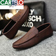 Cartelo Summer New Herren -Slipper 2025 Fahren lässige Lederschuhe weiche Sohle Herren trendige Straßenschuhe Internet Promi Schuhe D838 Black 39