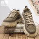Semir Herrenschuhe Sommer Retro vielseitiger lässiger britischer Stil Martin Boots High Top echtes Leder wasserdicht dicker alleinerhöhen-verstärkter Arbeitsschuhe Brown 41