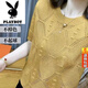 Playboy (Playboy) Offizieller Mode hohl kurzärmelige Pullover Sommer-Design Lose und schlankes Temperament Vielseitige runde Hals-Basis-Hemd Aprikosen-Top M 85100jin [Jin gleich 0,5 kg]