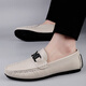 Luxury Luxury Chaussures en cuir à tendance pour hommes 2025 Nouveau été respirant en bas de fond doux conduite décontractée en cuir authentique chaussures de point de haricot 9930 mètres blancs 39