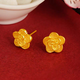 KZD gold earrings, temperament flower earrings, personalized earrings as a gift for mom, lucky golden flower earrings 1.05g