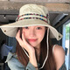 尔山集复古西部牛仔帽遮阳帽子女登山徒步渔夫帽大帽檐防晒夏季钓鱼户外 民族风刺绣渔夫帽【卡其绿色】
