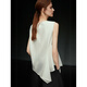 ELLE [Pure White Order] Ruffled Acetate Sleeveless Shirt for Women 2025 Summer New Tencel Chiffon White Shirt White M