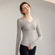 Sporn Yoga Clothing Top Women's Long Sleeve Autumn and Winter Pilates Fitness Clothing Training Clothes with Breast Pads for Slimming and Temperament Outdoor Sports Medium Gray Top S (80-90Jin Jin is equal to 0.5kg)