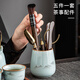 Porcelain brand tea set, official kiln ink and wash Guanshan tea set, complete set of high-end ceramic Kung Fu tea set, open piece can be used to grow teapot and bowl, ink and wash Guanshan lifting beam teapot and bowl, 8 cups, 13 pieces + tea tray