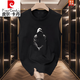 Pierre Cardin Summer Brand redonda de cuello redondo Camiseta sin mangas Vest American Chalecy Fitness Creative Cotton Pure Loose Black [Pequeña imagen en el lado delantero izquierdo del chaleco K1098 Dos piezas s Recomendado 70-80 Jin [Jin iguala 0.5 kg]