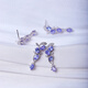 Weici boutique natural tanzanite sterling silver inlaid earrings for women, silver inlaid colorful gemstone crystal earrings jewelry, loose stone about 3*4MM, one pair sent