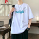 皮尔卡丹针织青少年短袖t恤男孩12-15岁初中学生绵上衣服13潮流帅气大童夏 693米色 M 80-95斤