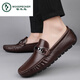 Zapatos para hombres de carpintería de carpintería 2025 Nuevo verano de cuero genuino SULLA SUGERA SUGRA SUFICIENTE Zapatos de frijoles transpirables para hombres con zapatos de mocas de un pie para hombres MT9921 38 [Tamaño de zapato de cuero estándar]