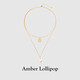 Amber Lollipop Light Luxury Jewelry Necklace Women's Double Layer Pendant Necklace Anniversary Birthday Gift for Girlfriend and Wife