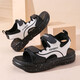 Boys' Sandals 2025 Summer New Hollow Children's Beach Shoes Soft Sole Non-Slip Handsome Middle and Large Children's Open-Toe Sandals HBL2505/Black and White Upgraded Model 31 Size Standard Size