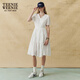 Teenie Weenie Bear Robe blanche pour femmes 2025 Été Nouveau élégant Break de thé français romantique Robe à mi-long blanc s
