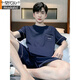
Modal pajamas men's summer pure cotton thin shorts can be worn on the outside for casual men's plus-size cool home clothing set 9922# L [Suggested 100-120Jin [Jin equals 0.5 kg]]