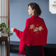 Utuo with shawl Xi grandma's clothing embroidery mother with cheongsam with cloak wedding dress sleeves in autumn and winter warm outerwear 16869 big red
