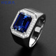 Memories light-picking blue corundum sapphire men's open ring with rhinestones white gold tanzanite men's ring live ring blue rhinestone ring open adjustable