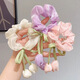 Garenbei's new spring-flavored shimmering tulip bow large intestine hair tie for girls, sweet and western style flower tassel hair tie, one pink + purple tulip hair tie