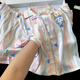 Ice Silk Children's Pyjamas für Frauen im Sommer Dünn 2025 neuer Stil für Mädchen USAqi Cartoon Girls Zwei-teilige Heimkleidung 6628# Zweiteiler Set [Short Sleeves + Shorts] 100 [8 Größen] 100-110 cm 30-40jin [Jin gleich 0,5 kg]