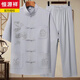 Hengyuanxiang summer Tang suit men's short-sleeved suit middle-aged and elderly father Zhongshan suit shirt grandpa loose top dark gray 691 suit Dalong three pocket suit M 39/165 Suggested 90-115Jin [Jin equals 0.5 kg]