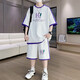 Schüler der Juemingway High School Trendy Marke kurzärmelig T-Shirt Boy Sommer zweiteiliger 1215 Jahre alter Sweatshirt 9928 Schwarz (Kurzarm + Shorts) 2XL (130-150jin [Jin entspricht ca. 0,5 kg]))