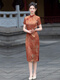 Cheongjing Cheongsam Chinese style small man in college entrance examination cheongsam mother in daily life can wear dress light summer clothes plus orange red style 1278 orange red style 1278 M