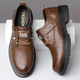 
Men's British style thick-soled workwear casual shoes trendy versatile men's shoes leather shoes (item number 9908) brown 40
