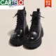 Cartelo Brown Martin Boots for Women British Style 2025 Nuevas botas de primavera y otoño Single Sombe de encaje de la cremallera Botas Black 39