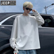 JEEP SPIRIT Jeep Henry collar black men's long-sleeved t-shirt spring and autumn tops 2025 sweatshirt men's inner layering shirt trendy white L