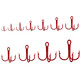 Luya three-hook red nickel three-anchor hook with barbed high-carbon steel fishhook fishing supplies red three-anchor hook 3/0# (pack of 10)