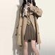 FOX.G Windbreaker Jacket Women's Mid-Length 2025 New Straight Autumn Women's Thin Style High-end Small Spring and Autumn Women's Clothing British Style Mid-Length Windbreaker Khaki S Recommended 130Jin Jin is equal to within 0.5kg