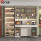 Qiangxiang creamy stone siding sideboard high cabinet integrated wall multi-function storage wine cabinet folding dining table custom G149 style 191400*800*756 6MM rock siding table double doors