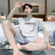 Langsha Herren-Pyjama, sommerliche Kurzärmel-Shorts, lockere und große Größe, alle koreanischen Versionen der halben Ärmselungen mit halbärmeligem Hausbekleidungsanzug, die außerhalb von 9928# Kurzärärmel-Shorts L (90-125jin [Jin gleich 0,5 kg] können getragen werden) können getragen werden) kann getragen werden)