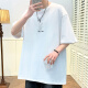 叮噜鱼宽松男士短袖重磅T恤男夏季港风上衣服凉感透气青少年五分半袖男t 3899粉红 M (约120-140斤可穿)