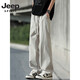Jeep Spirit Jeep Summer Ice Silk Pantalon Men de style mince 2025 Nouvelle mode Pantalon droit lâche Loisure respirante pour hommes Long Long K6636 Gris M-90 ~ 110jin [Jin est égal à 0,5 kg] peut être usé