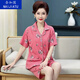 Naigatu summer middle-aged mother pajamas for women pure cotton short-sleeved large-size cardigan two-piece suit for middle-aged and elderly loose home clothes n9871 M (80-100Jin [Jin equals 0.5 kg])