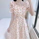 Yilizi [7027 people collect] 2025 new women's tea break French floral dress summer fresh Platycodon first love fairy apricot bottom floral M