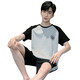 
SHUO GU JIN Summer Men's Short Sleeve Pajamas Thin Cotton Casual Plus Size Teen Home Clothing Men's Loose Suit Summer D9928 L Men