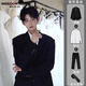 Vaderton sheep suit men's Korean style casual suit men's wedding groom groom's best dress formal professional suit black jacket + white shirt + trousers [three pieces XL