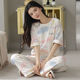 Meng Xinsheng Pyjamas für Frauen im Sommer im Sommer Pure Cotton Kurzärmelhosen Dünne Baumwoll-Sommer-Runde Hals-Kleidungsset können außerhalb von Hose mit Kurzärärmern getragen werden: YZT9720 m