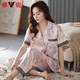 Yalu high-end 2025 pajamas for women in summer satin short-sleeved trousers new summer silk summer middle-aged mother home clothes 6626 2XL (weight 140-160Jin [Jin equals 0.5 kg])