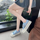 Sommer dünne Frauenschuhe dicker alleinighöhlich-absorbierender schockabsorbierender und atmungsaktives Netzschuhe Trendy Board Schuhe Klettverteidiger Lazy Schuhe YGNX-L-3323 Beige 35
