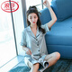 Langsha Luxur Luxury Shorts à manches courtes Pyjama Sens sur glace pour femmes Stume de soie d'été Vêtements décontractés décontractés 3899 Gris clair M (poids 85 à 99)