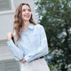 Baitu betu women's clothing 2025 autumn new short jacket 100% cotton thin casual shirt jacket for women 2507T33 blue M