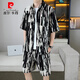 Pierre Cardin (Pierre Cardin) Shirt élégant, un ensemble de costumes de soie de glace d'été pour hommes, une chemise de fleurs, des manches courtes, des shorts, une plage en deux pièces correspondant 679 costume blanc m 110jin [Jin est égal à 0,5 kg]