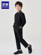 Luo Meng children's black shirt and black trousers boys' performance clothing chorus suit summer embroidered black shirt and trousers two-piece set long-sleeved embroidered black shirt + black trousers 130 cm