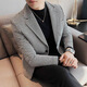 NJSKAKW suit men's middle-aged and young men's small suit tops for spring and autumn suit casual jacket slim fit plaid single thin 866 houndstooth-khaki M 170/88A Recommended 80-110Jin [Jin equals 0.5 kg]